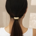 Minimalist gold metal hair tie with polished geometric design for ponytail styling - Gold Glossy (0565)