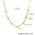 Detailed view of gold multi-heart necklace with zircon inlay and snake chain dimensions - 42+5cm / Gold Zircon Heart Necklace (P1180)
