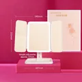 Three-fold white LED makeup mirror with adjustable stand and storage tray - Round Corner Leather Texture Extendable / Extendable 57mm
