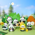 Cute panda blind box figurine set with seven different poses and colorful accessories - Mozai Happiness (Set)