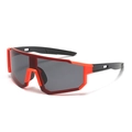 Gafas de sol deportivas naranjas con lentes grises para ciclismo y correr al aire libre - Montura Roja Patillas Negras Lente Gris