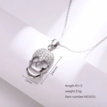Collier tête de mort argenté avec zircons blancs, taille 13x24mm, style HIPHOP - Couleur Acier (N0161S)