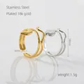 Anillo de onda con patrón de serpiente estilo punk en acero inoxidable chapado en oro 18K - Abierto Ajustable / Dorado