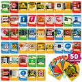 Educational set of 50 English sign cognition flashcards for children learning safety symbols - Realistic Signs 50 Sheets