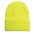 Fluorescent yellow winter knit beanie with fold-over cuff for premium warmth - One Size / Neon Yellow