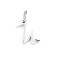 Polished silver stainless steel letter U pendant with a delicate heart shape accent - Letter U / Steel