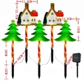 Solar Christmas path lights with house and tree stakes for garden festive lawn decor - Christmas Tree and House
