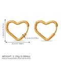 Polished gold heart shaped hoop earrings in stainless steel with hollow design - Gold Hollow Heart Hoop (BYED240612-2)