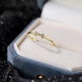 Elegant S925 sterling silver bow ring in gold finish with micro-inlaid zircon stones - Adjustable Open / Gold