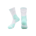 White and green mid-cut basketball socks with non-slip sole and compression texture - 39-44 / Green/White