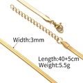 3mm wide golden snake chain necklace made of 18K gold plated stainless steel - Snake/Herringbone Chain (Gold 40+5cm) / Width 3mm