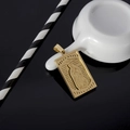 18k gold plated stainless steel religious pendant necklace with Padre Nuestro engraving - Gold Square Mary Relief + Spanish Lord's Prayer / Style 2 Gold Virgin Mary