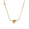 Collier en acier inoxydable plaqué or 18K avec pendentif lettre P et zircon - Or-Lettre P
