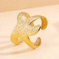 Bohemian gold plated starfish ring with realistic textured finish and ocean theme design - J03511 / Gold