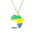 Vintage Gabon map pendant necklace with green yellow and blue enamel in gold finish - Gabon