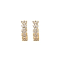 Elegantes pendientes huggie dorados con dos filas de piedras de circonita cúbica - Dorado (Doble Fila)
