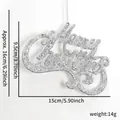 Silberner Merry Christmas Anhänger Maße 15x9,5cm für die DIY Weihnachtsbaumdekoration - Silber