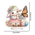 DIY-Oster-Diamantenmalerei-Set mit süßem Lamm-Motiv und Blumenkranz als Dekoration - Lamm mit Schild (Stil 16)