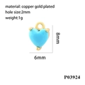 Ciondolo a cuore blu in rame placcato oro 18K con foro da 2mm per la creazione di gioielli - Oro/Zirconia Blu