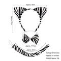 3-piece zebra animal costume set with headband, bowtie, and long tail for cosplay - 3pcs Zebra Set (Cotton Ears)
