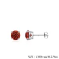 S925 Sterling Silber Ohrstecker mit 7mm runden funkelnden granatroten Edelsteinen - 7mm Spezifikation (S925 Sterling Silber)