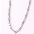 Silver V-shaped necklace featuring full square cubic zirconia stones on light background - Silver Necklace