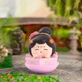 Style A Dancing Butterfly Tang dynasty girl tumbler figurine with a pink flower headdress - Large-Dancing Butterfly