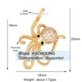 Pendentif poulpe doré avec pavé de zircons blancs et yeux en pierres noires, 18x25mm - K585205-Gold Octopus