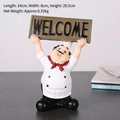 European style resin chef statue holding welcome sign for cafe and home decor - Welcome Sign Chef B