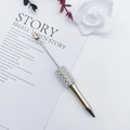 DIY metal ballpoint pen with luxury pearls and sparkling rhinestones in gold and silver - Gold