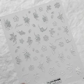 5D embossed white floral nail art stickers TS-3458 with matte textured butterflies - TS-3458 Gauze Dance-Embossed