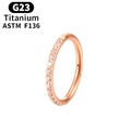 G23 titanium rose gold seamless ring with cubic zirconia for nose and ears - Side Zirconia + Rose Gold