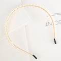 Delicate golden metal headband featuring white pearls in a minimalist design - 7# Ultra-fine Equidistant Small Pearls