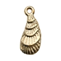 Golden seashell charm pendant with striped metal texture for DIY jewelry making - 1Pc Shell 7x15mm