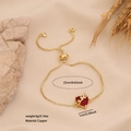 Adjustable red heart stone bracelet in gold-plated copper with a slider clasp detail - Branch Heart Style (5#)