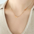 Collana in acciaio inossidabile oro rosa con ciondolo a cuore e scritta Love - Oro rosa