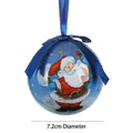 Blue Christmas ball hanging ornament with Santa Claus painting and ribbon, 7.2cm diameter - Blue Base Santa Claus Ball