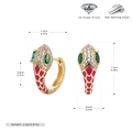 Detailed view of snake earrings with red enamel scales and 925 sterling silver dimensions - Gold+Red