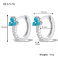 Orecchini a cerchio in argento S925 con perle turchesi e zirconi, 12mm x 10mm - Argento Celeste