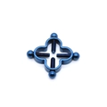 Detail of adjustable deep blue stainless steel cross nipple clamp with four screw bolts - Clover - Blue