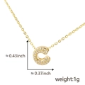 Gold letter C pendant necklace with cubic zirconia pave and product dimensions - Gold Letter-C
