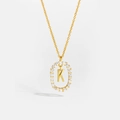 Minimalist S925 sterling silver 18K gold necklace with pavé diamond letter K pendant - Letter K