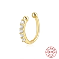 Golden S925 sterling silver geometric nose cuff with five sparkling tiny zircons - Gold 5-Stone Row