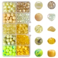 DIY jewelry kit with 10 compartments of yellow gradient glass beads and pearls - Golden Yellow Series approx 200pcs