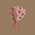 Pink and white handmade crochet daisy bandana with retro floral knit pattern for women - Granny Square Floral Patchwork