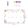 Detailed view of acrylic weekly planner set with floral patterns and 6 colorful pens - TYU307 Pink Flower Weekly