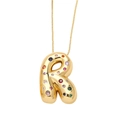 Chic gold plated balloon letter R necklace with vibrant multicolor cubic zirconia stones - Style R