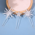 Elegant silver star-shaped hairpins with sparkling rhinestones for bridal weddings - Hair Stick 3pcs Set / Silver