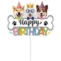 Hundegeburtstag Kuchendeko in Knochenform mit Cartoon Hunden für Haustierpartys - Großer Tortenaufsatz (Y-00155-2-3)