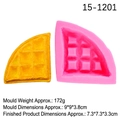 Pink silicone waffle mold for candles and soap with yellow finished dessert piece - Pink